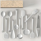 oannao Silicone Kitchen Utensils Set, 600°F Heat Resistant Silicone Cooking Utensils, Spatula, Spoon, Whisk, Tongs, Kitchen Gadgets for Nonstick Cookware, Dishwasher Safe BPA Free (Cream White)