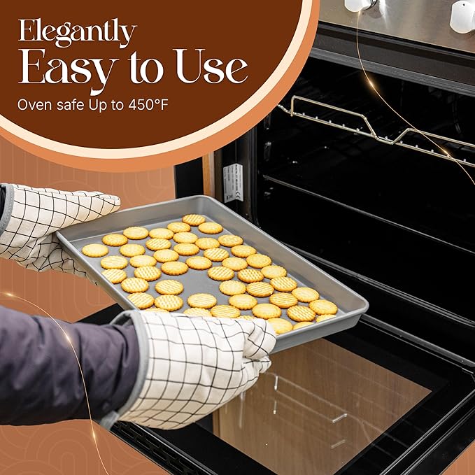 8 Piece Nonstick Stackable Bakeware Set - 8 Piece Nonstick Bakeware Set - Easy Storage, 450°F Oven Safe, Durable Design, Muffin, Loaf, Baking Sheets, Round & Square Pan, Roaster; BPA-Free (Gray)