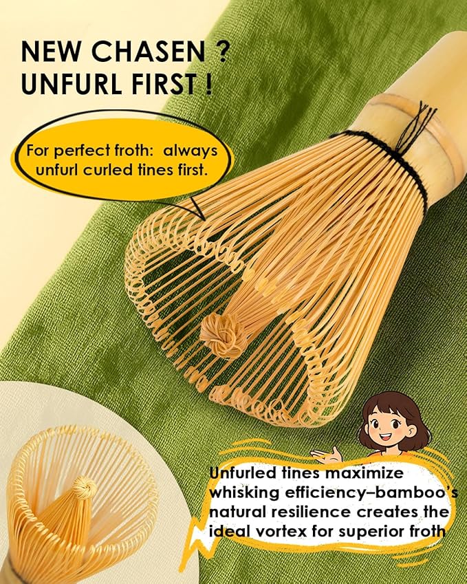 Bamboo Matcha Whisk Set with 2-pack 100% Natural Bamboo matcha Whisk,Sifter,Tea Scoop and Tea Spoon，Handcrafted Traditional Japanese Chasen, Matcha Kit for Authentic Matcha Tea Preparation