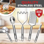 Kaluns 50 PCS Silicone Kitchen Utensils Set Complete Kitchen Set - 800°F Heat Resistant Non-Stick Premium Cooking Utensils W Wooden Handles - Can Opener, Masher, Turner, Silicone Spatula Set