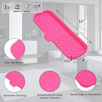 MicoYang Silicone Bathroom Soap Dishes with Drain Spout-Bathroom and Kitchen Sink Organizer,Sponge Holder,Dish Soap Tray,Perfect for Dispenser,Scrubber,Bottle,Cup on Sink or Counter-Rose 12"×4"
