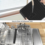 ZLR Large Silicone Dish Drying Mat (16" x 18") - XL Heavy Duty Drainboard Mat for Pots, Pans & Family Loads - Heat Resistant Trivet & Counter Protector, Easy Clean (Black)