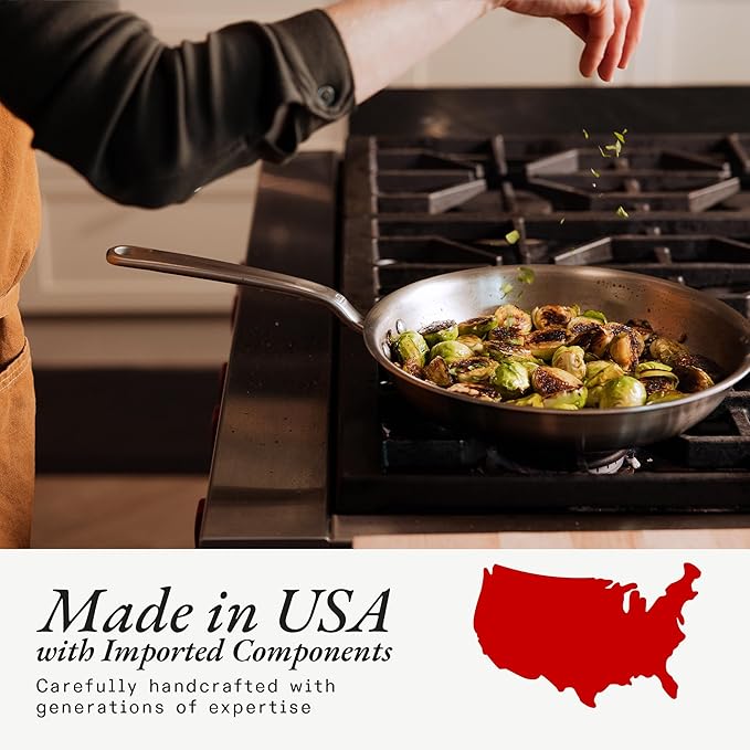 Made In Cookware – 7 Piece Stainless Steel Cookware Set – 5-Ply Stainless Clad – Includes Frying Pan, Saucepan, Saute Pan, Stock Pot – Professional Cookware – Crafted in Italy – Induction Compatible