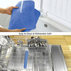 ZLR Silicone Dish Drying Mat 12" x 12" Square - Small Heat Resistant Trivet & Countertop Protector for Air Fryer, Coffee Maker - Waterproof Kitchen Drain Pad for Cups, Fruit (Lichen Blue)