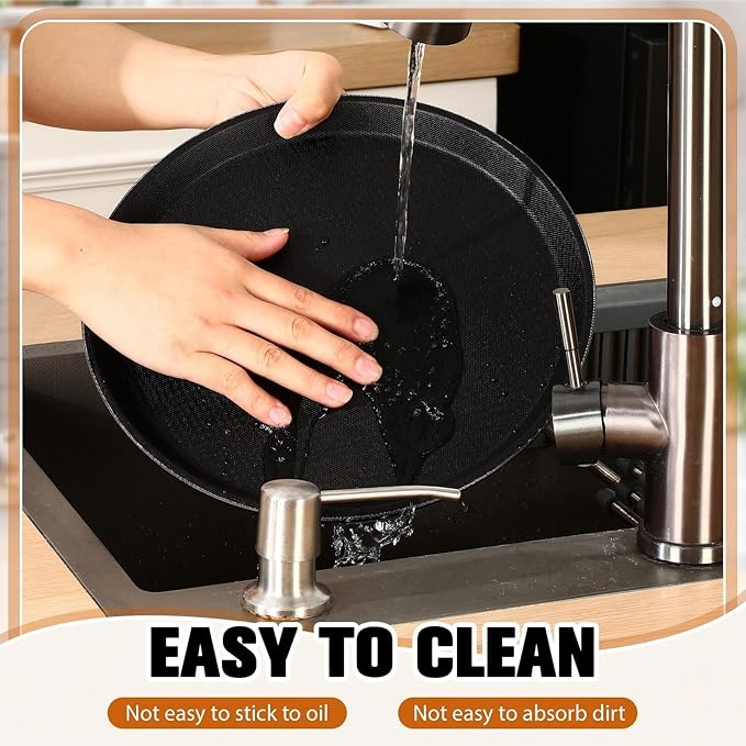 Zopeal 6 Pieces Black Round Restaurant Serving Tray, Plastic Non Slip Surface Food Meals Server Tray with Raised Edges for Home, Kitchen, Restaurant, Cafeteria, Bar (14")