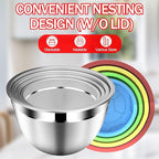 Mixing Bowls with Strainer, Mixing Bowl with Lids Set, Stainless Steel Mixing Bowls, Kitchen Gadgets Salad Bowls with Strainer for Mixing & Preping & Serving, Multicolor