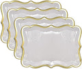 Gift Boutique 10 White Rectangle Trays with Gold Rim Border for Dessert Display Table Parties 9" X 13" Disposable Paper Cardboard in Elegant Shape for Platters Cupcake Display Birthday Party Weddings