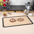 Restaurantware Baking Mat Pack of 1 Non-Stick 15.7"x23.6" Silicone Full Size Baking Mat, Rectangle Reusable Durable Oven-Friendly Anti-Slip Sheet for Kneading Rolling Shaping Dough, Tan and Black