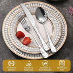 40 Piece Silverware Set, Stainless Steel Flatware Cutlery Set Service for 8, Mirror Polished Tableware Eating Utensils Set for Home Kitchen, Include Knife Fork Spoon Set, Dishwasher Safe