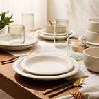 Bloomhouse - Two Time Oprah's Favorite Things Winner - Corsica Clay 12 Piece Stoneware Rustic Reactive Glaze Dinnerware Set - Stackable Plates and Bowls Set. Service for 4 - Matte Sea Salt White