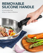 MICHELANGELO Stainless Steel Frying Pan Set, Cooking Pans with Removable Handle, Triply Base Stainless Steel Pan Set, Induction Compatible Skillet- 8" & 9.5" & 11"