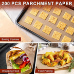 200Pcs Parchment Paper sheets,8 x12 Inches Non-Stick Precut Baking Parchment,Unbleached,Parchment Paper For Baking,Fryer, Cooking,Oven,Perfect for Bread, Cakes, Barbecue