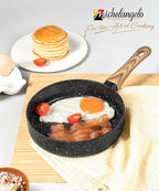 MICHELANGELO Small Frying Pan Nonstick - 6 Inch Single Egg Frying Pan, Mini Skillet with Stay-Cool Handle, Non-Toxic Omelette Pan, Black