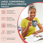 Annovero Large Coffee Mug Set of 6 - Porcelain Cups for Women or Men - Microwave & Dishwasher Safe, Chip Resistant, Zero Lead & Cadmium, for Tea, Cocoa, or Hot Chocolate, 16 Fluid Ounce Capacity