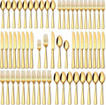 Stapava 60 Pcs Gold Silverware Set, Food-Grade Stainless Steel Flatware Sets for 12 Mirror Polished Cutlery Utensil Sets Include Dinner Knives Spoons and Forks Set Dishwasher Safe for Home Restaurant