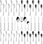 Alata Alice 45-Piece Silverware Set Stainless Steel Flatware Set,Service for 8,Mirror Polished Cutlery Set,Dishwasher Safe