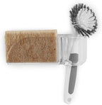 Spectrum Royo Clear Sponge and Brush Holder for Kitchen Sink with Dual Suction Cups, Sink Holder for Brush and Sponge, Kitchen Sponge and Brush Holder Frees Counter Space with Water Drain Design