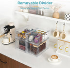 Vtopmart 4 Pack Clear Stackable Storage Drawers,Under Sink and Kitchen Organizers Storage,Easy to Assemble Plastic Drawers for Baby Bottle,Medicine, Bathroom,Cabinet and Pantry Organization