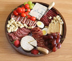 Acacia Wood Round Serving Tray, 13.8" Charcuterie Board with Rim, Decorative Centerpiece for Ottoman, Coffee Table, Couch, Kitchen Island, Round Serving Platter, 1 Pack
