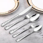 Skull Pattern Silverware Set for 8,OIULO 40-Piece Pirate Pirate Rose Flatware set,Skeleton Flower Bat Butterfly Unique Design,Mirror Polished Gothic tableware Knive Fork Spoon Halloween Party Gift