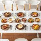 vancasso ZERMATT Plates and Bowls Sets for 6, 18 Pieces Ceramic Dinnerware Set for Kitchen, Stoneware Chip Resistant Dishes Set, Dishwasher & Microwave Safe, Brown
