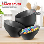 20oz Black Plastic Serving Bowls (4 Pack) Medium Disposable Snack Bowl Candy Dishes, Buffet Containers for Chips, Popcorn, Snacks, Mints, Salad Bar, Parties, Office Desk, Bridal Shower, Party Supplies