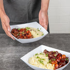 Restaurantware Moderna 64 Ounce Fancy Plastic Bowls 10 Square Disposable Salad Bowls - Durable Heavy-duty White Plastic Bowls For Warm And Cold Foods