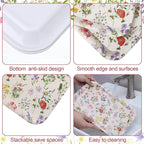 Vesici 3 Pcs Wildflower Serving Trays 13 x 10 Inch Vintage Flower Melamine Platters Reusable Rectangular Serving Dishes for Wedding Bridal Tea Party Sharing Snacks Fruit Dessert Candy