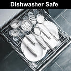 304 Stainless Steel Cooking Utensils Set,6 PCS Metal Cooking Utensils Set,Large Spoon,Spaghetti Spoon,Wok Spatula,Skimmer,Soup Ladle etc(Dishwasher Safe)