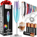 Zulay Kitchen Powerful Milk Frother Wand With 4 AA Duracell Batteries - Ultra Fast Handheld Drink Mixer - Electric Whisk Foam Maker for Coffee, Lattes, Cappuccino, Matcha & Creamer