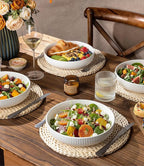theterra 8.5'' Ceramic Pasta Bowls, Salad Bowls Set of 4, Stoneware Serving Bowls for Fruits, Noodle, Dinner, House-warming Wedding Present, Bright White