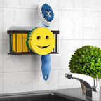 MURLONG Sponge Holder Smiley Face,Sink Caddy for kitchen Sink, Kitchen Organizer Sponge Holder with 2 PCS Suction Cups/1 PCS Adhesive Strips,Designed for Sponge,Soap,Dish brush,Scrubber-Bronze