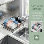 Expandable in Sink Dish Drying Rack - Adjustable Capacity Over The Sink Dish Drainer Drying Rack with Utensil Holder for Kitchen Counter, Drying Rack for Small Space,14.37“-21.06”L x 11.81“W x 3.74”D
