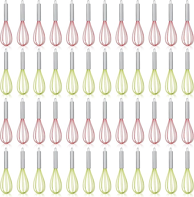 48 Sets 10 Inch Whisks Bulk DIY Fillable Whisk Gifts Colored Silicone Whisks for Cooking Heat Resistant Egg Beaters for Candy Holder Party Favors