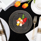 DaYammi 210PCS Gold Glitter Plastic Dinnerware Set for 30 Guests, Fancy Disposable Plates for Party, Include: 30 Dinner Plates, 30 Dessert Plates, 30 Pre Rolled Napkins with Gold Silverware, 30 Cups