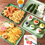 4 Pieces Sage Green Serving Trays Melamine Gradient Green Platters Reusable Rectangle Trays for Birthday Wedding Baby Bridal Shower Party Food Dessert Serving Supplies, 13 x 9.7 inch