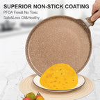 Innerwell Nonstick Crepe Pan, Granite Coating Flat Skillet Dosa Tawa Tortilla Pan, 10 inch Pancake Griddle Roti Pan With Stay-Cool Handle, Induction Compatible, PFOA Free