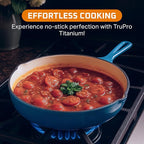 Bruntmor Enameled Cast Iron Frying Pan Set - 8" 10" 12" Blue Enamel Nonstick Skillets with Tempered Glass Lid - Oven Safe Egg and Grill Pan Set for Cooking, Searing, and Frying