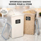 WHITE FEATHER SUPPLIES 2 PC [6.5L / 220 Oz] Large Flour Sugar Storage Containers - Leak Proof, BPA Free, Clear Plastic Food Storage Containers with Lids Airtight - Bulk Storage for Kitchen and Pantry