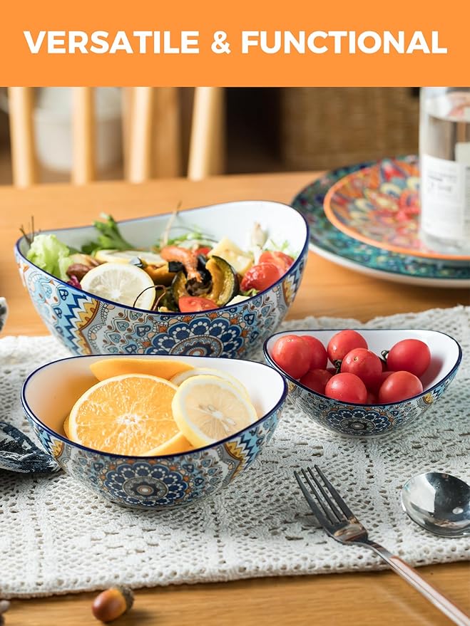 YHOSSEUN 3 Tier Serving Bowls, Serving Dishes for Entertaining Porcelain Serving Trays and Platters Tiered Bowl Set with Collapsible Thicker Sturdier Metal Rack