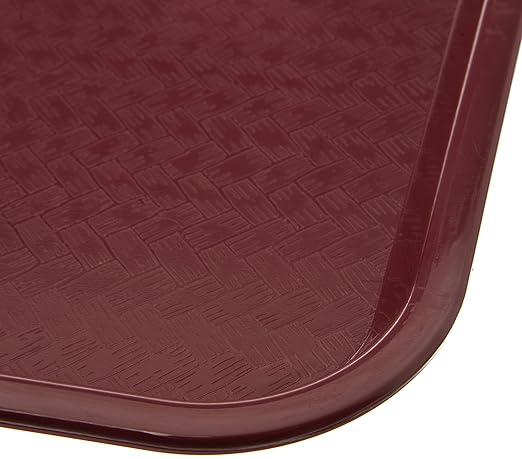 Carlisle FoodService Products Fast Food Cafeteria Tray 12" x 16", Durable Polypropylene Food Tray with Slip-Resistant Surface, Stackable for Cafes and Schools, BPA-Free, Burgundy (Pack of 24)