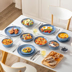 vancasso ANYA 24 Pieces Plates and Bowls Set, Blue Dinnerware Sets, Reactive Glaze Dishes Set for 6, Ceramic Dishware Sets Kitchen Dinner Set, Microwave & Dishwasher Safe