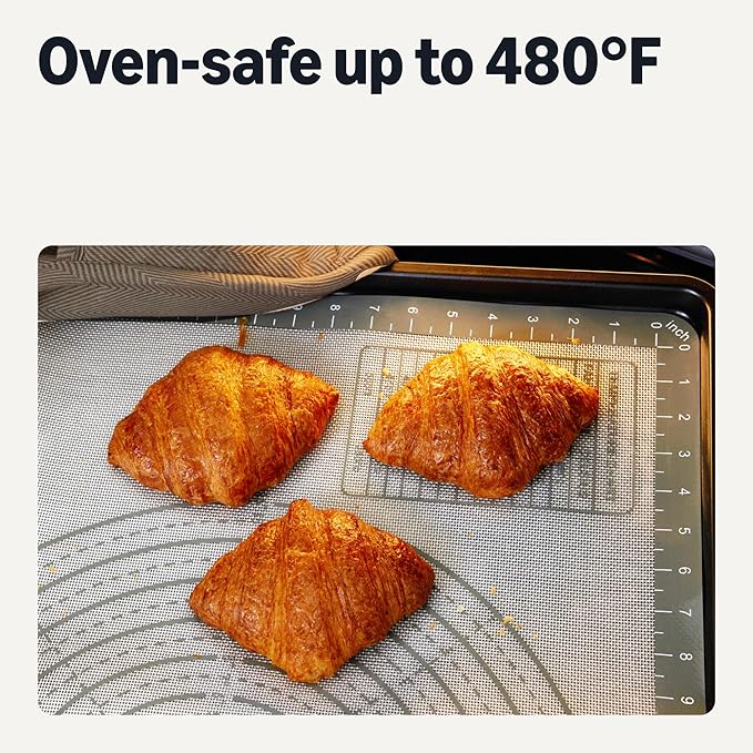 Amazon Basics Nonstick Silicone Pastry Baking Mat with Measurements, BPA-Free, Oven-Safe, Extra Large 20 x 28 in