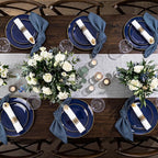 KIRE 175Pcs Blue Plastic Plates - Navy Blue Plates Disposable - 25 for Dinner 25 for Dessert 25 Pre Rolled Napkins with Gold Plastic Silverware and 25 Cups for Birthday/Wedding/Passover/Graduation