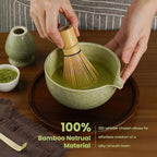 Matcha Whisk Set, Ceramic Bowl Matcha Kit & Handcrafted Bamboo Chasen, Complete 5 Pcs Matcha Set Whisk and Bowl, Stainless Steel Sifter, Bamboo Scoop & Holder for Matcha Lovers
