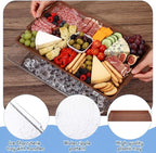 Baderke 1 Set 16" x 9" Plastic Chilled Serving Tray for Parties with Compartments Ice Chilled Party Platter Charcuterie Serving Board Cold Dish Dip for Fruit Seafood Vegetable Appetizer (Dark Wood)