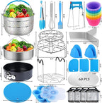 Instant Pot 6 qt/8 Qt Pressure Cooker Accessory Set - 2 Steamer Baskets, Springform Pan, Egg Bites Mold, Steamer Rack Trivet, Parchment Paper