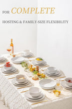 FOBENTA 32-Piece Luxury Dinnerware Set,Complete Plates and Bowls Set for 8,Upscale Ceramic Dish Set for Hosting, Holidays & Family Gatherings–Microwave & Dishwasher Safe