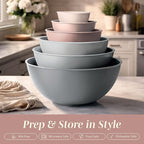 COOK WITH COLOR Mixing Bowls with TPR Lids - 12 Piece Plastic Nesting Bowls Set includes 6 Prep Bowls and 6 Lids, Microwave Safe Mixing Bowl Set (Pink Ombre)