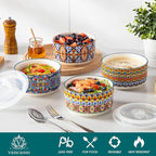 vancasso 36 oz Ceramic Bowls with Lids Set of 4, 6 Inch Food Storage Containers & Prep Bowls for Leftovers, Soup, Cereal, Meal Prep, Office Lunch, Microwave & Dishwasher Safe, Series SIMI